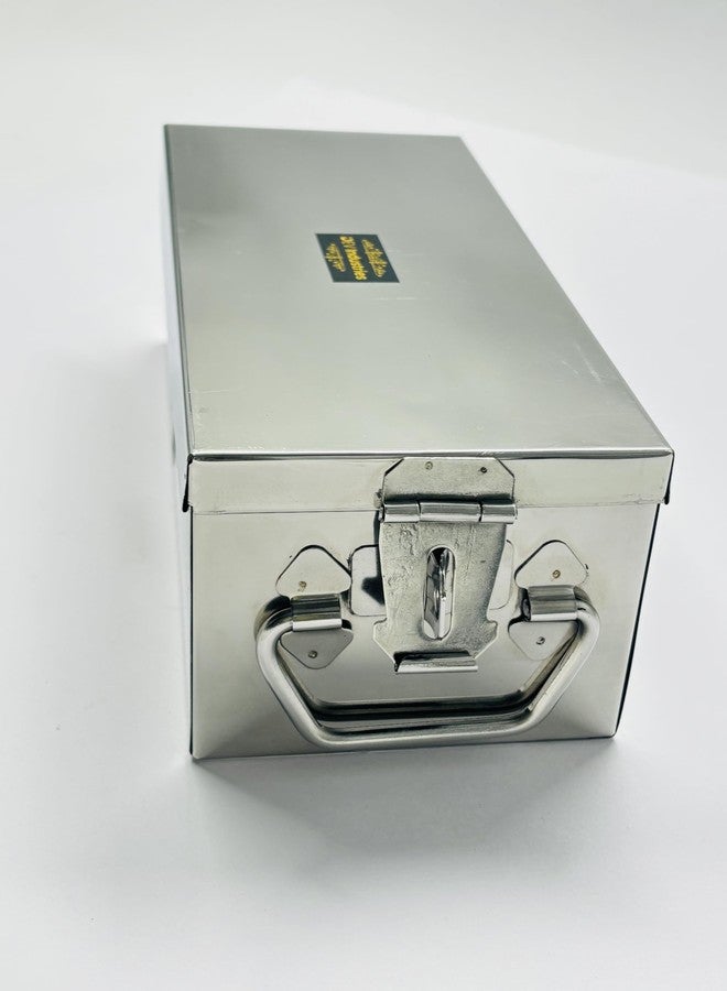 DEV INDUSTRIES Stainless Steel Traditional Jewellery Box for Locker Comes with 2 Velvet Trays,2 Fixed Plastic Boxes for Small Ornaments & Bangles,Safeguarding Jewellery - Image 4