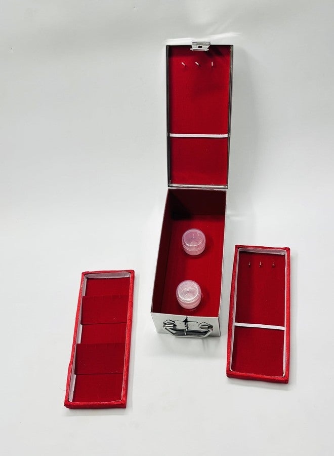 DEV INDUSTRIES Stainless Steel Traditional Jewellery Box for Locker Comes with 2 Velvet Trays,2 Fixed Plastic Boxes for Small Ornaments & Bangles,Safeguarding Jewellery - Image 1