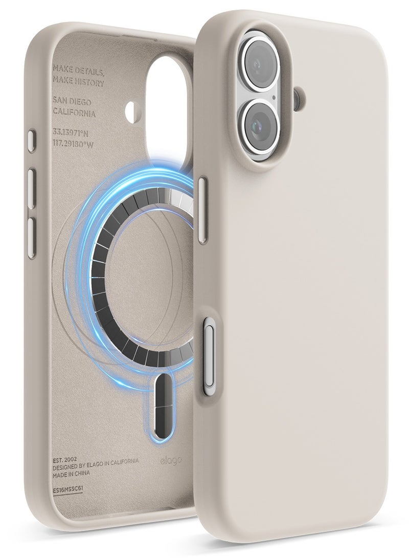Elago Magnetic Liquid Silicone for iPhone 16 Case Cover Compatible with MagSafe Shockproof - Stone