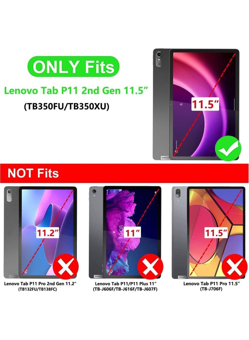 general Case Compatible with Lenovo Tab P11 2nd Gen (TB-350FU/TB-350XU) 11.5-inch Tri-Fold Smart Tablet Case,Hard PC Back Shell Slim Multi- Viewing Angles Stand Folio Case Cover - Image 2