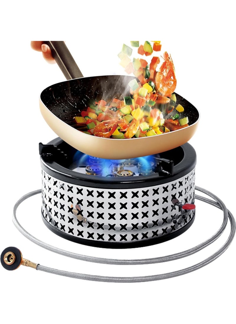6-Core Firepower Camping Stove - Windproof Outdoor Burner With 15800W High Heat Output, Compact And Portable For Camping, Hiking, Fishing, And Other Outdoor Adventures.