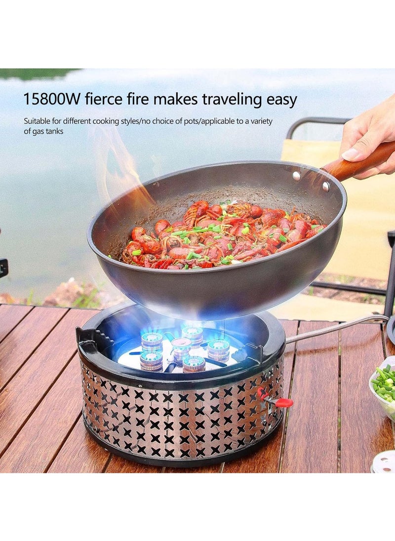 6-Core Firepower Camping Stove - Windproof Outdoor Burner With 15800W High Heat Output, Compact And Portable For Camping, Hiking, Fishing, And Other Outdoor Adventures.