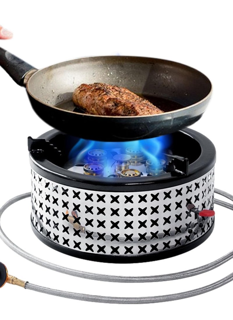 6-Core Firepower Camping Stove - Windproof Outdoor Burner With 15800W High Heat Output, Compact And Portable For Camping, Hiking, Fishing, And Other Outdoor Adventures.
