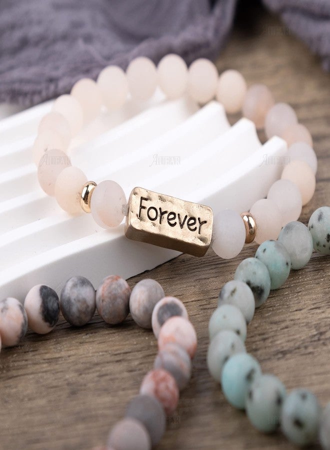 أوير أويير، عبوة من 3 أساور صداقة من الأحجار البركانية الطبيعية، أفضل الأصدقاء إلى الأبد، خرز مطاطي قابل للتمدد، أحجار كريمة علاجية للرجال والنساء (النمط ج) - Image 4