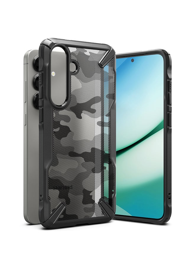Ringke Fusion-X For Samsung Galaxy S25 5G Case (2025), Clear Hard Back with Shockproof Protective Bumper Phone Cover for Galaxy S25 - Camo Camo Black - Image 1