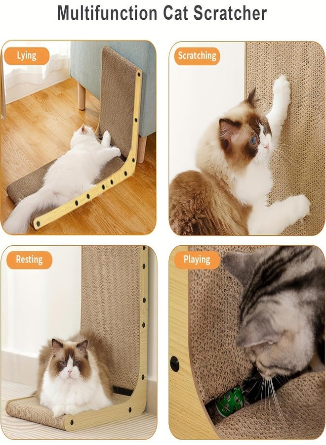 KVV L Shape Cat Scratcher, 23.6 Inch Large Vertical Scratching Board Wall Mounted, Durable Cardboard Scratch Pad with Ball Toy - Protects Furniture for Indoor Cats (23.6in) - Image 4