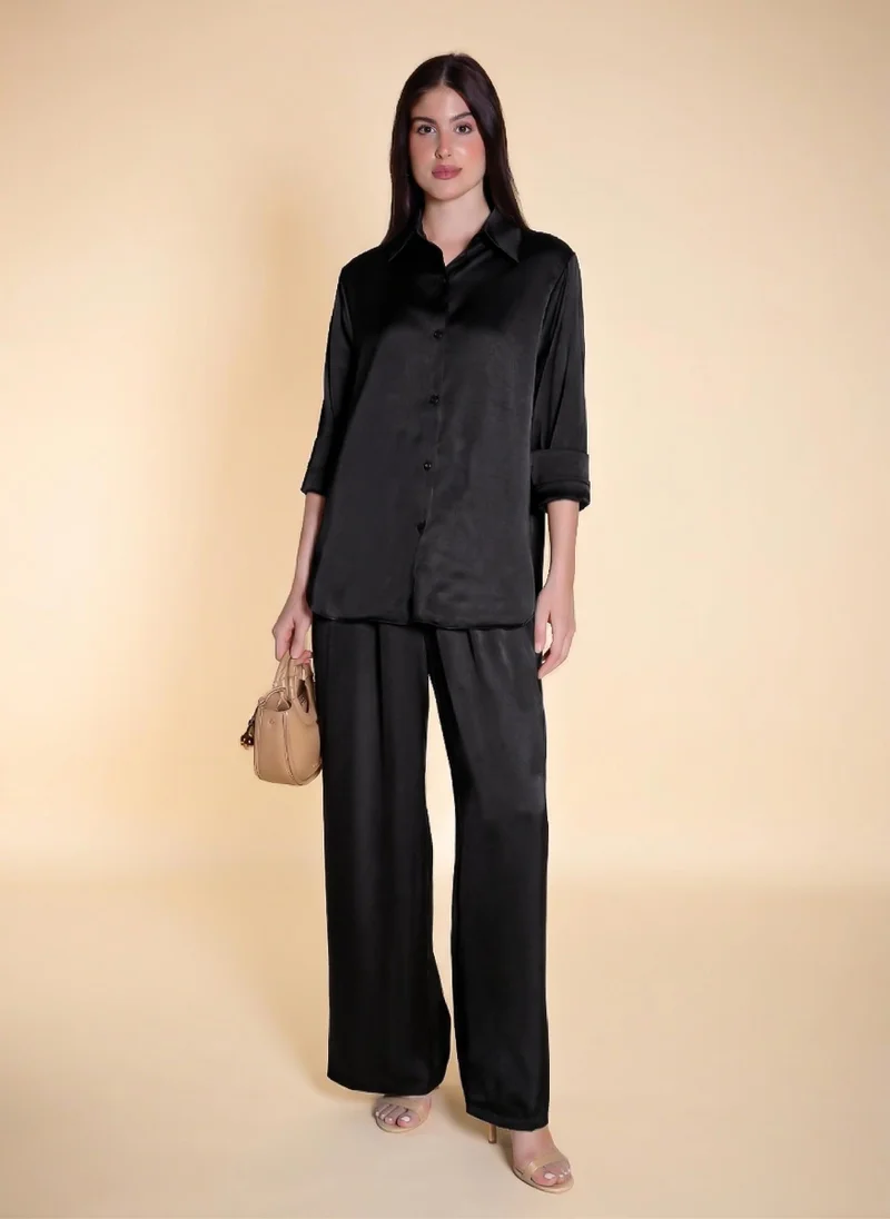 شايبس TEXTURED SATIN SHIRT SET