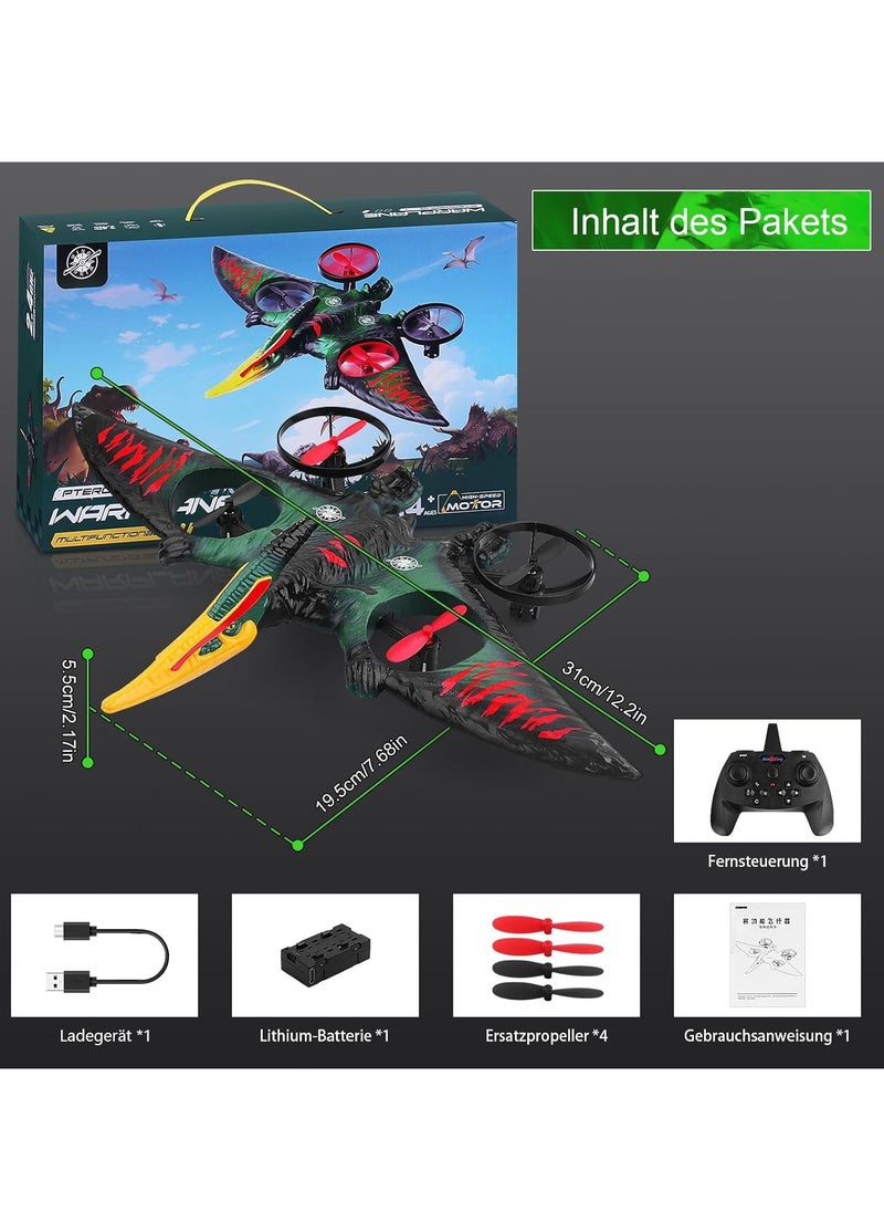 JAJEEK - RC Aeroplane 2.4GHz Remote Controlled Quadcopter L0713 – Floating Fighter Aircraft, RTF for Beginners, Children & Adults, USB Charging, Green - Image 1