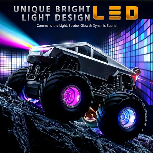 BEZGAR Cyber Truck Toy 24GHz 120 4WD Remote Control Car for Boys 812 with Colorful Lights 360 Rotation RC Car Toy for Boys Girls Age 6 7 8 9 10 Years Old Birthday GiftsSilver - Image 5