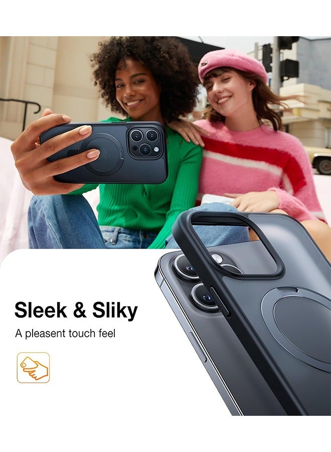 جراب iPhone 16 Pro Max مع حامل مغناطيسي غير مرئي، مع أفلام حماية لعدسات الكاميرا، [متوافق مع MagSafe] [حماية من السقوط العسكري] جراب نحيف شفاف غير لامع مقاوم للصدمات لهاتف iPhone 16 Pro Max مقاس 6.9 بوصة 2024، أسود - Image 5