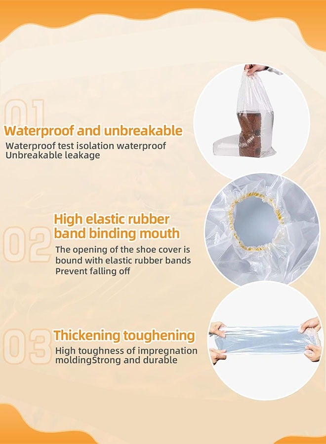 Disposable Shoe Covers, 16 Pairs Non SlipThickened Waterproof Shoes Covers, Clear Plastic Waterproof Shoes and Boots for Rain Covers Thicken Shoe Protector for Men and Women - Image 3