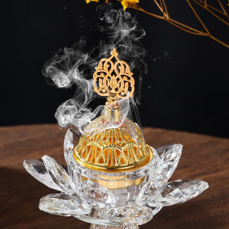 مبخرة كريستال عربية بقاعدة لوتس - Image 2