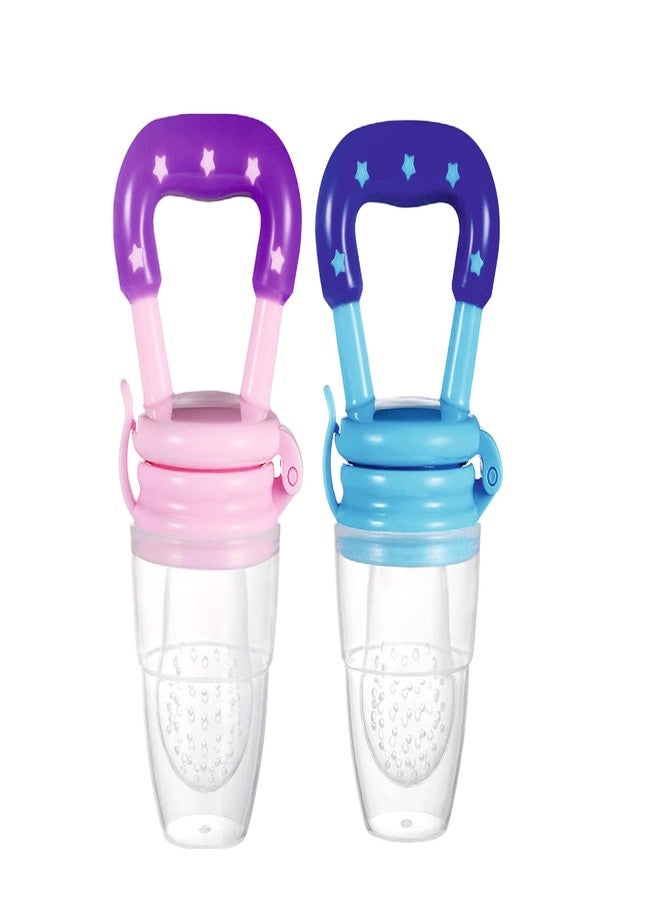 ROFORUF Baby Food Feeder Pacifier, Silicone Fruit Feeder Teethers for Babies, Teether for New Born, BPA-Free Silicone Pouches (Multi Color Pack of 2) - Image 1