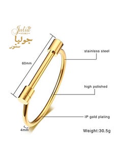 Julia Store 18K Gold Plated Stylish Titanium Steel D Shape Bar  - Image 2