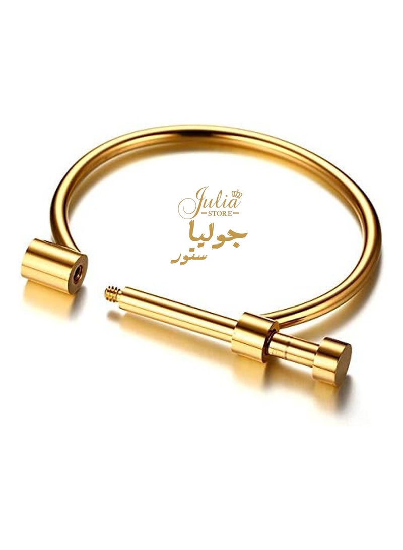 18K Gold Plated Stylish Titanium Steel D Shape Bar