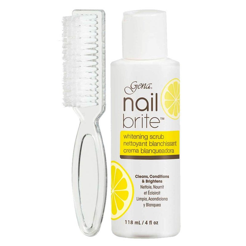 Gena Nail Brite Whitening Scrub with Brush, Cleans Conditions & Brightens Nails, 4 oz - Image 1