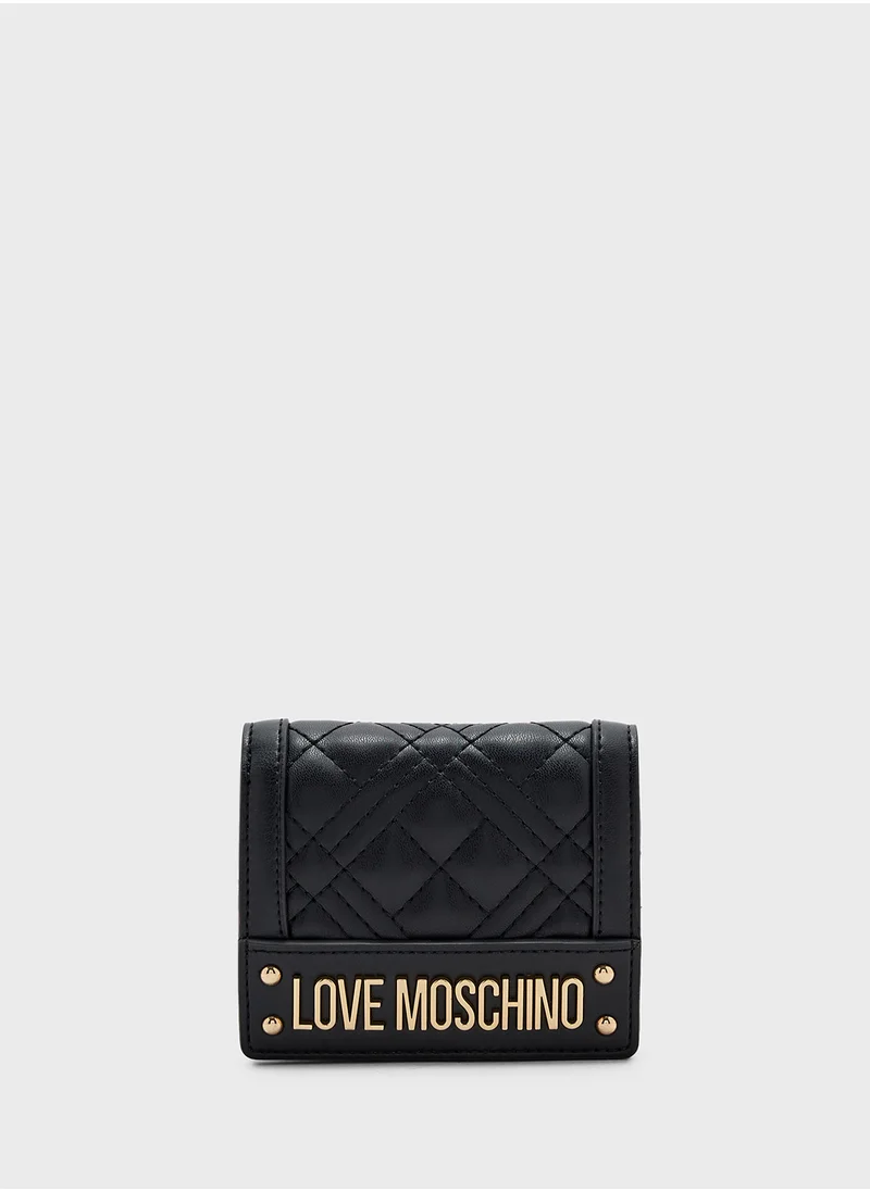 لوف موسكينو Logo Detailed Flap Over Wallet