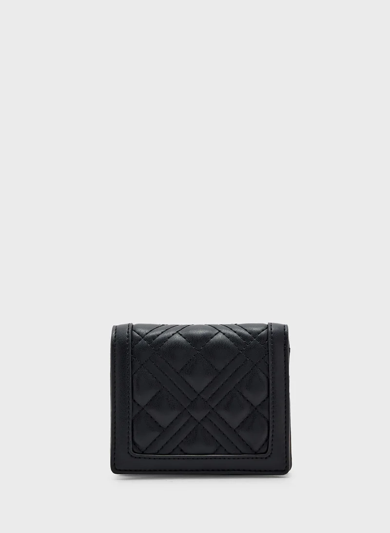Love Moschino Logo Detailed Flap Over Wallet