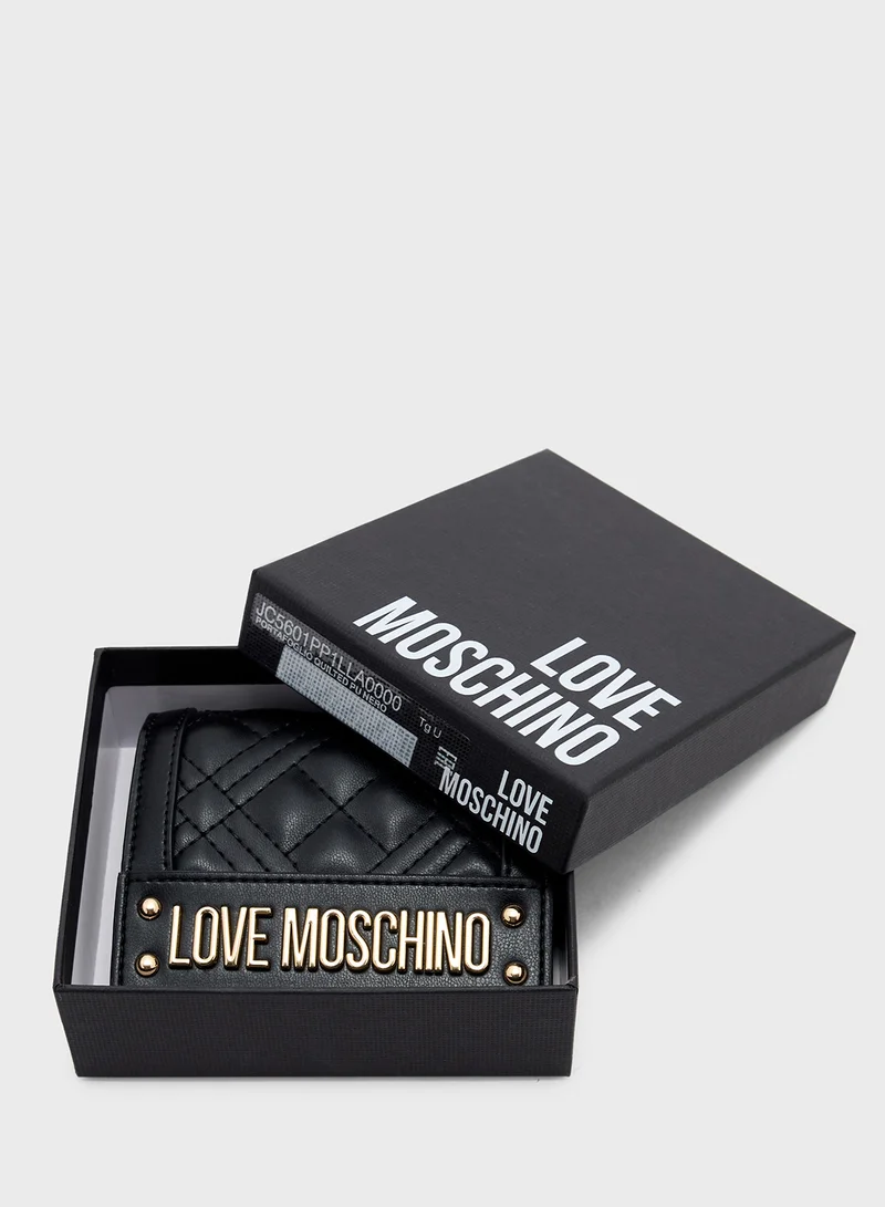 Love Moschino Logo Detailed Flap Over Wallet