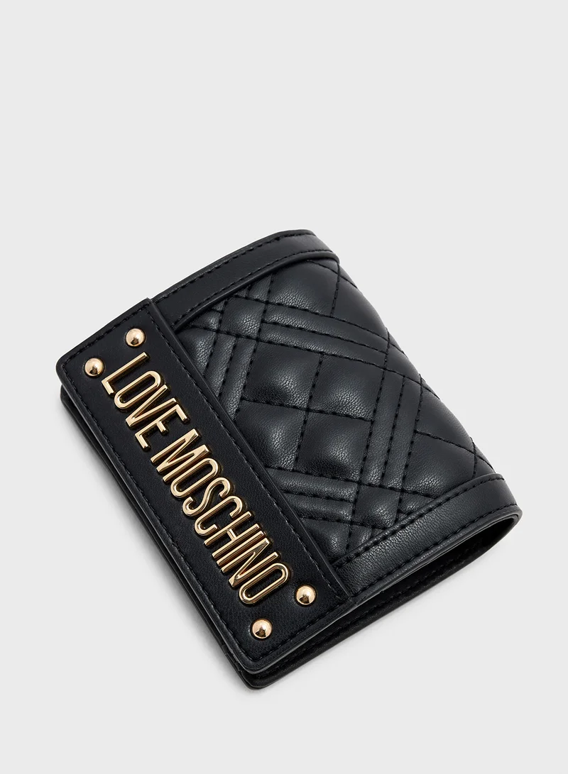 Love Moschino Logo Detailed Flap Over Wallet