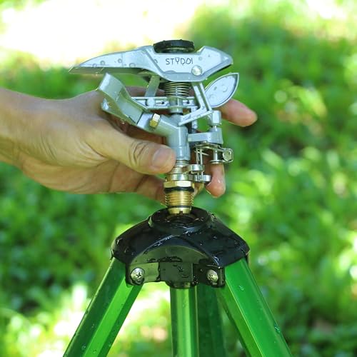 STYDDI Metal Impact Sprinkler Head, Zinc-Alloy Pulsating Water Sprinkler Head with 1/2" NPT Thread, Metal Adjustable Circle Pattern Impulse Sprinkler Head for Lawn, Yard, Garden, 20' - 43' Spray Radiu - Image 2
