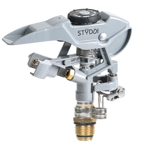 STYDDI Metal Impact Sprinkler Head, Zinc-Alloy Pulsating Water Sprinkler Head with 1/2" NPT Thread, Metal Adjustable Circle Pattern Impulse Sprinkler Head for Lawn, Yard, Garden, 20' - 43' Spray Radiu - Image 1