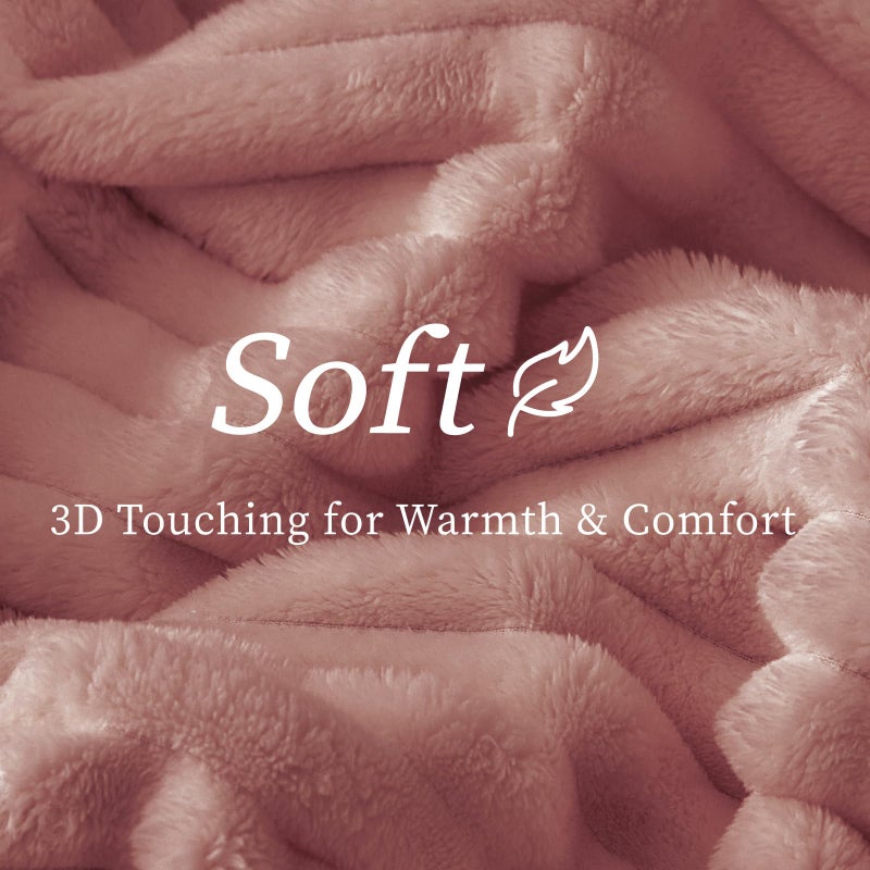 BEDELITE Fleece Throw Blanket for Couch - 300GSM Soft & Warm Fluffy Dusty Pink Blanket, Decorative and Giftable Striped Blankets for Women, Men, 50"x60" - Image 4