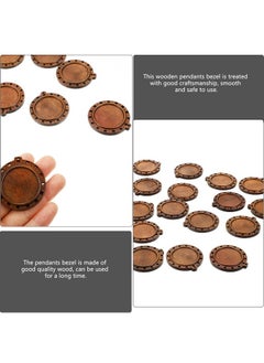 ROSENICE rosenice 20Pcs Round Wood Pendant Trays Necklace Blank Base Jewelry Making Material Wooden Craft Decoration  - Image 4