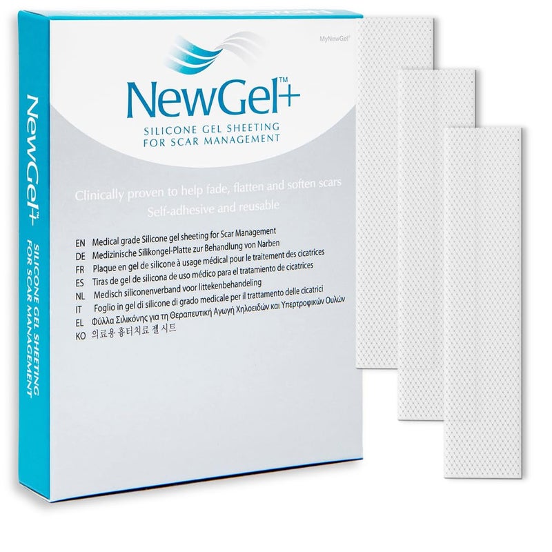 MyNewGel Advanced Silicone Scar Treatment Sheets for Old, New Scars, Surgery, Keloids, C-Section, Burns, by NewGel Plus by MyNewGel, 1" x 3" Sheet (3 Count) - Clear - Image 1