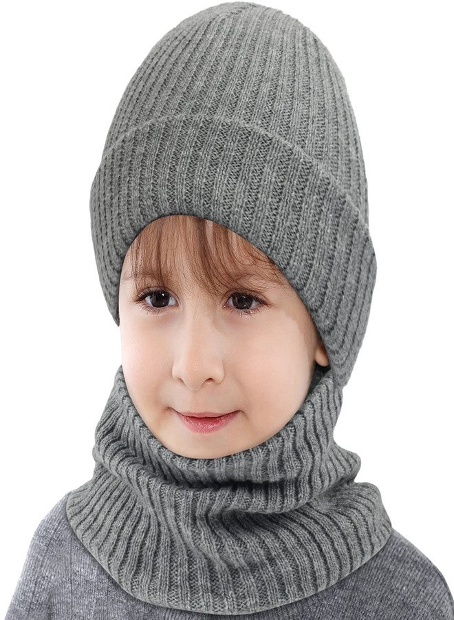 Hicdaw 2Pcs Kids Winter Hat and Scarf Set Winter Hats for Kids Toddler Beanie Hat Fleece Lined Scarf for Boys Girls 2-8 Years - Image 1