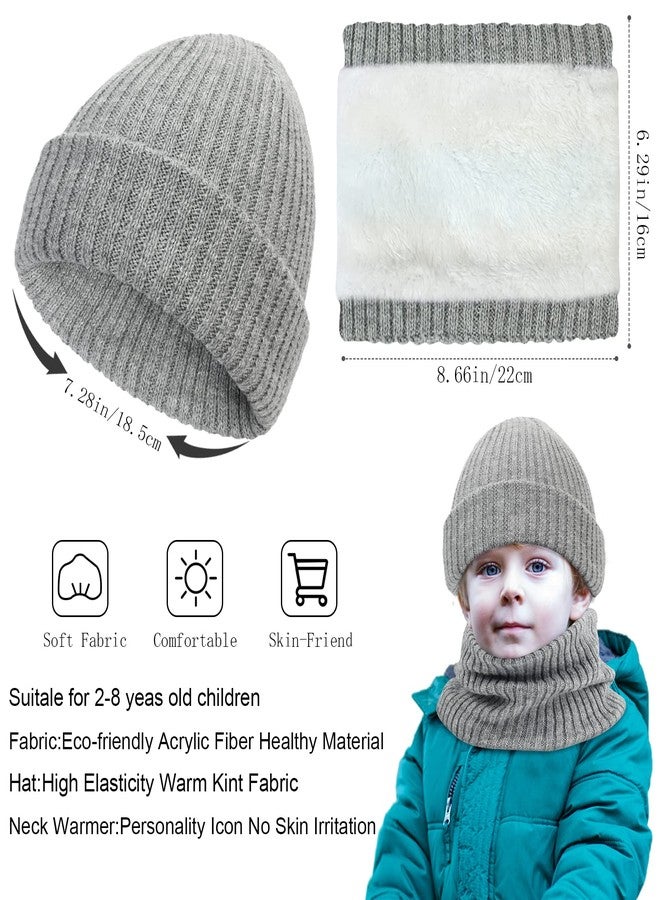 Hicdaw 2Pcs Kids Winter Hat and Scarf Set Winter Hats for Kids Toddler Beanie Hat Fleece Lined Scarf for Boys Girls 2-8 Years - Image 5