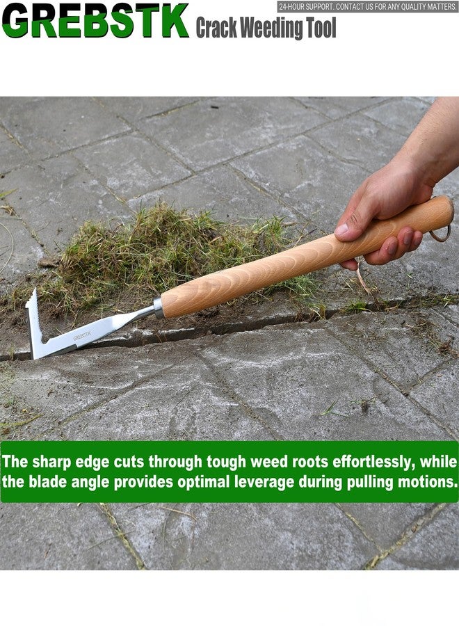 GREBSTK Crack Weeder Crevice Weeding Tool Stainless Steel Manual Weeder Beech Handle Gardening Tool, 22 inch - Image 5