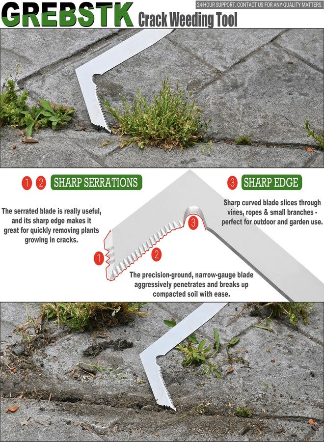 GREBSTK Crack Weeder Crevice Weeding Tool Stainless Steel Manual Weeder Beech Handle Gardening Tool, 22 inch - Image 3