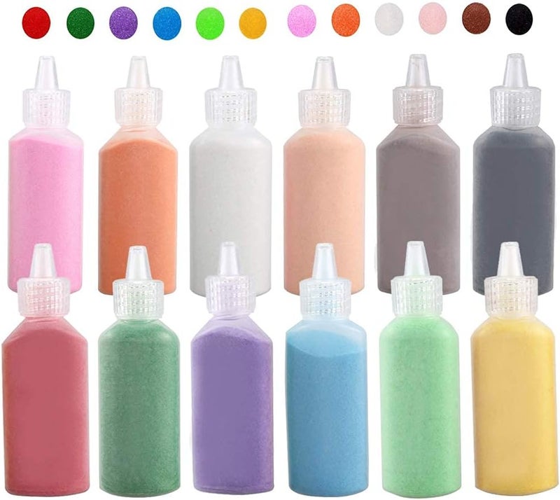 Excefore Art Sand,1.25oz Colored Sand Bottles,Sand Arts and Crafts Kit,Scenic Sand for Kids,DIY Sand Painting,Wedding Decoration, for Decorations and Crafty Collection Sand Bottles,12 PCS - Image 1