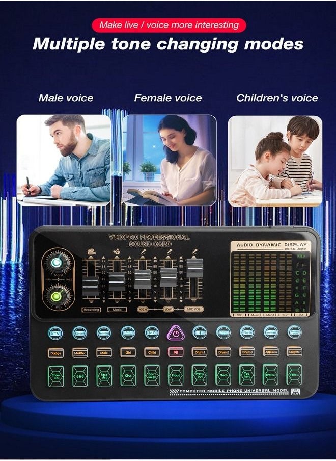 Sound Card Microphone Podcast Package Is Specially Designed For Live Broadcast And Music And Short Video Recording