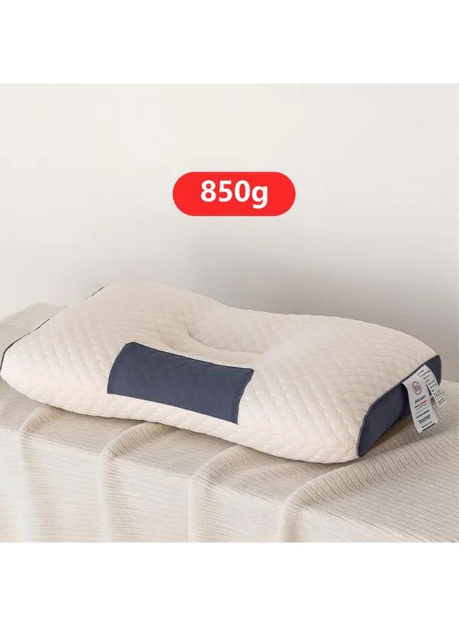 Luxury Knitted Bed Pillow 15.75x25.59 Inch High Pillow with Neck Support Sleep Massage Core 850g Moisture Wicking Breathable Soft Quilted Design White with Black Stitching Zippered Closure Comfortable Neck Support Elegant Bedroom Accessory - Image 1