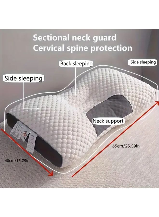 Luxury Knitted Bed Pillow 15.75x25.59 Inch High Pillow with Neck Support Sleep Massage Core 850g Moisture Wicking Breathable Soft Quilted Design White with Black Stitching Zippered Closure Comfortable Neck Support Elegant Bedroom Accessory - Image 4