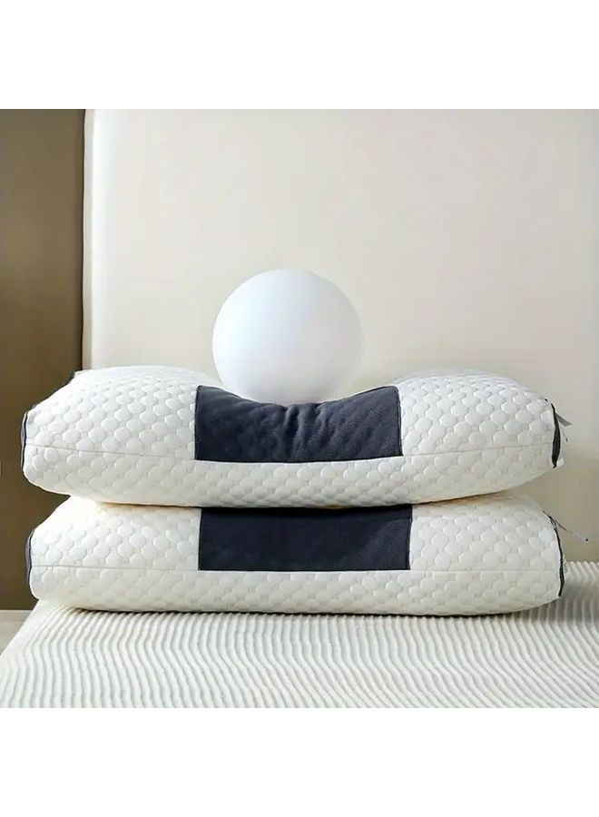 Luxury Knitted Bed Pillow 15.75x25.59 Inch High Pillow with Neck Support Sleep Massage Core 850g Moisture Wicking Breathable Soft Quilted Design White with Black Stitching Zippered Closure Comfortable Neck Support Elegant Bedroom Accessory - Image 5