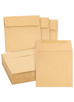 Juvale 60 Pack Square Envelopes 5.5 X 5.5 Craft Invitations For Weddings Baby Shower Graduation Party Supplies Small Businesses Kraft Paper Material Envelopes Brown  - Image 1