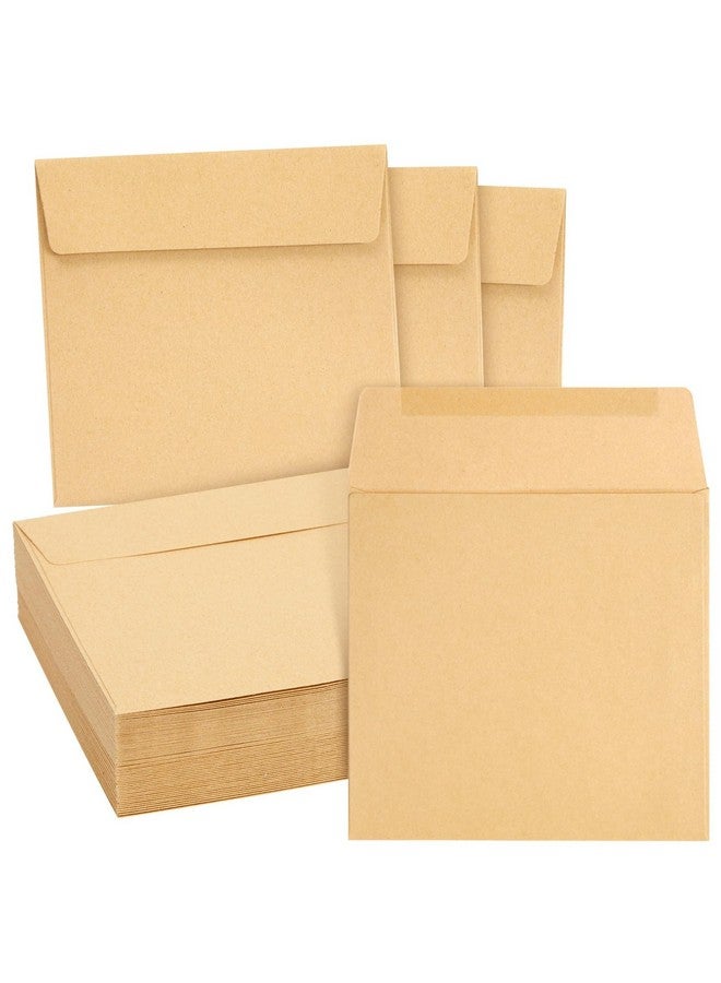 Juvale 60 Pack Square Envelopes 5.5 X 5.5 Craft Invitations For Weddings Baby Shower Graduation Party Supplies Small Businesses Kraft Paper Material Envelopes Brown - Image 1
