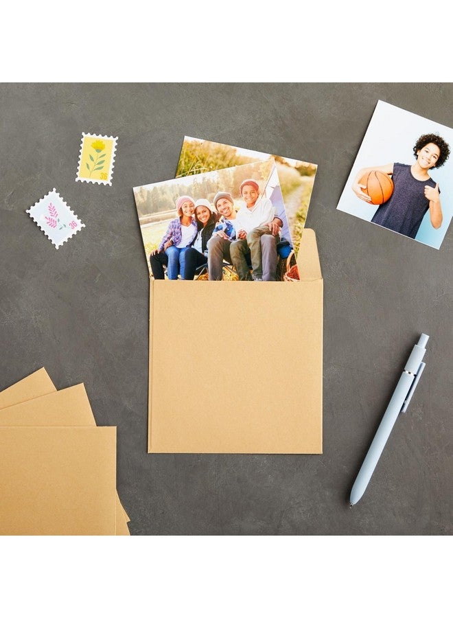 Juvale 60 Pack Square Envelopes 5.5 X 5.5 Craft Invitations For Weddings Baby Shower Graduation Party Supplies Small Businesses Kraft Paper Material Envelopes Brown - Image 3