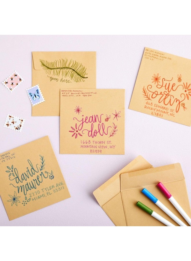 Juvale 60 Pack Square Envelopes 5.5 X 5.5 Craft Invitations For Weddings Baby Shower Graduation Party Supplies Small Businesses Kraft Paper Material Envelopes Brown - Image 2