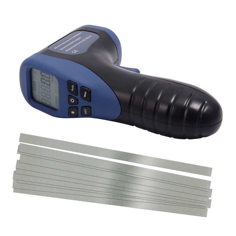 EHDIS Digital LCD Photo Tachometer Non-Contact RPM Meter Motor Speed Gauge Gun Style Includes 10 Reflective Tapes - Image 1
