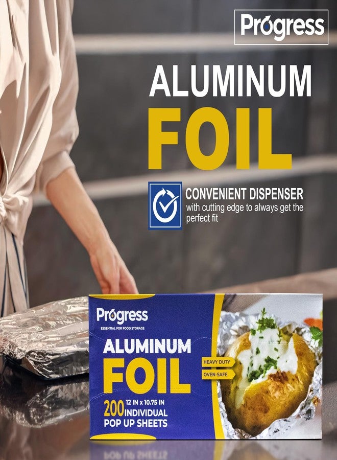 Progress Pop-Up Aluminum Foil Wrap Sheets 12 x 10 3/4 Silver 200 per Box - Non-stick Heavy Duty aluminum foil sheets for Restaurants, Delis & Catering (12" x 10 3/4", 200) - Image 2