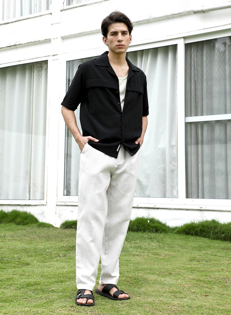 Campus Sutra Men's Black Cuban Collar Short Sleeve Shirt  - Image 5