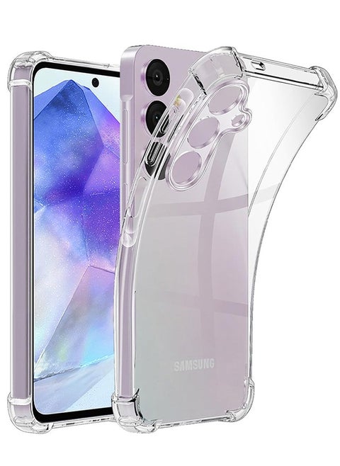 Samsung Galaxy A55 5G Gorilla Case Shock-Absorption Flexible Clear TPU Rubber Protective Cell Phone Cover Slim Fit Transparent Protective Case Cover