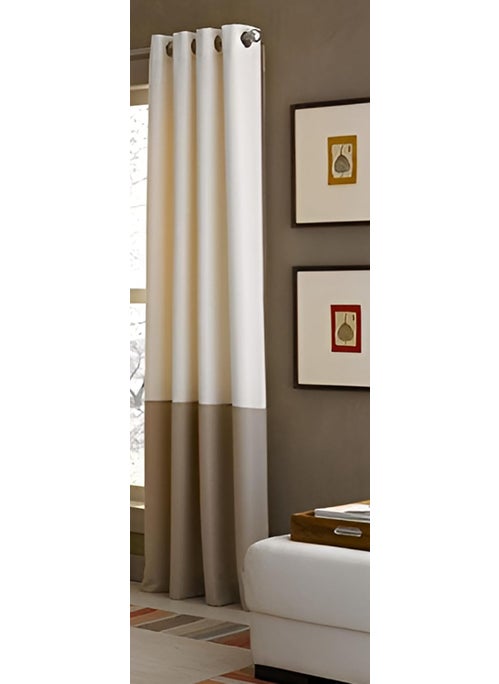 Generic Blackout Curtains with Grommet Top Dual-Tone Curtains/Drapes for Bedroom,Living Room,Balcony Window Set of 2 (Panels, Long)- (Ivory/Tan, 7 FT)  - Image 2