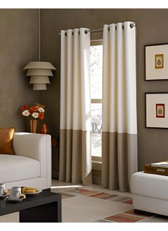 Generic Blackout Curtains with Grommet Top Dual-Tone Curtains/Drapes for Bedroom,Living Room,Balcony Window Set of 2 (Panels, Long)- (Ivory/Tan, 7 FT)  - Image 1