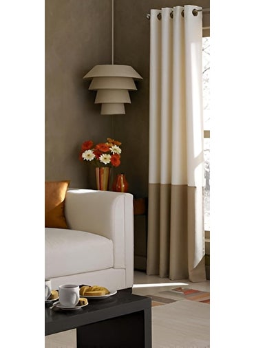 Generic Blackout Curtains with Grommet Top Dual-Tone Curtains/Drapes for Bedroom,Living Room,Balcony Window Set of 2 (Panels, Long)- (Ivory/Tan, 7 FT)  - Image 3