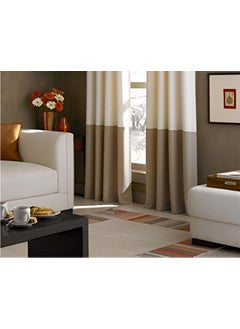 Generic Blackout Curtains with Grommet Top Dual-Tone Curtains/Drapes for Bedroom,Living Room,Balcony Window Set of 2 (Panels, Long)- (Ivory/Tan, 7 FT)  - Image 5